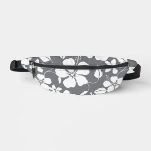 HAWAIIAN HULA (HIBISCUS) PATTERN IN PEWTER FANNY PACK