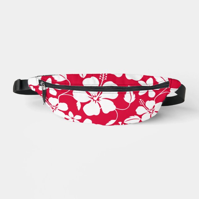 HAWAIIAN HULA (HIBISCUS) PATTERN IN RED FANNY PACK (Front)