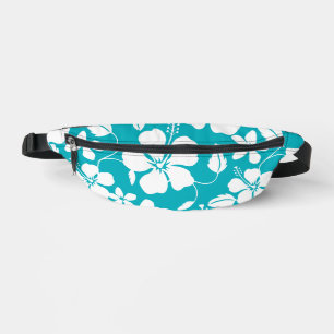 HAWAIIAN HULA (HIBISCUS) PATTERN IN TEAL FANNY PACK