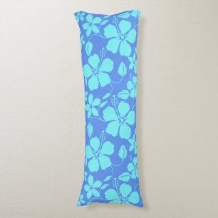 HAWAIIAN HULA (HIBISCUS) PERIWINKLE/TEAL BODY PILLOW