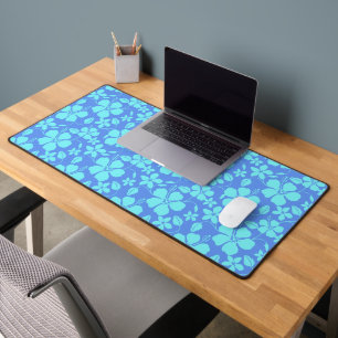 HAWAIIAN HULA (HIBISCUS) PERIWINKLE/TEAL DESK MAT