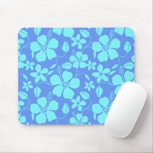HAWAIIAN HULA (HIBISCUS) PERWINKLE/TEAL MOUSE PAD