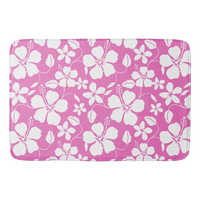 HAWAIIAN HULA (HIBISCUS) PINK BATH MAT (Front)