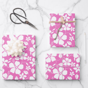HAWAIIAN HULA (HIBISCUS) PINK WRAPPING PAPER SHEET