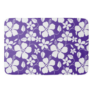 HAWAIIAN HULA (HIBISCUS) PURPLE BATH MAT