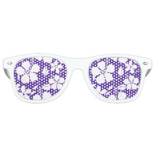 HAWAIIAN HULA (HIBISCUS) PURPLE RETRO SUNGLASSES