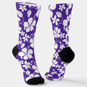 HAWAIIAN HULA (HIBISCUS) PURPLE SOCKS