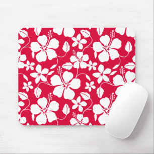 HAWAIIAN HULA (HIBISCUS) RED MOUSE PAD