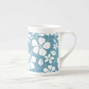 HAWAIIAN HULA (HIBISCUS) SLATE BLUE BONE CHINA MUG