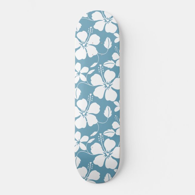 HAWAIIAN HULA (HIBISCUS) SLATE BLUE SKATEBOARD (Front)