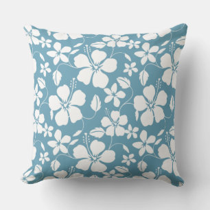 HAWAIIAN HULA (HIBISCUS) SLATE BLUE THROW PILLOW