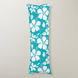 HAWAIIAN HULA (HIBISCUS) TEAL BODY PILLOW
