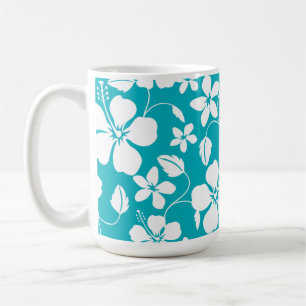 HAWAIIAN HULA (HIBISCUS) TEAL COFFEE MUG