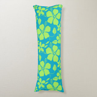 HAWAIIAN HULA (HIBISCUS) TEAL LIME BODY PILLOW