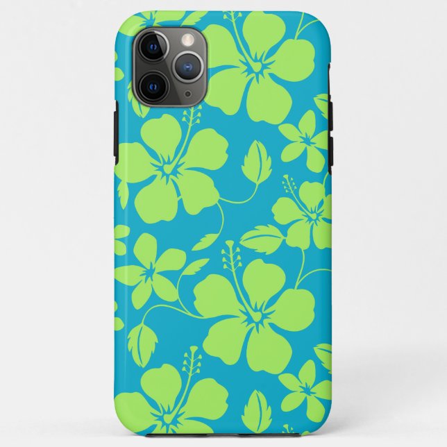 HAWAIIAN HULA (HIBISCUS) TEAL LIME Case-Mate iPhone CASE (Back)