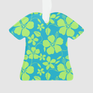 HAWAIIAN HULA (HIBISCUS) TEAL LIME ORNAMENT