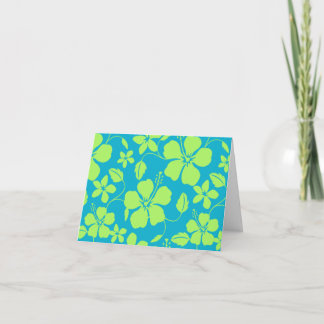 HAWAIIAN HULA (HIBISCUS) TEAL LIME THANK YOU CARD