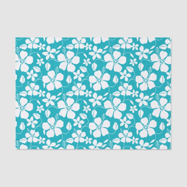 HAWAIIAN HULA (HIBISCUS) TEAL TISSUE PAPER (Front)