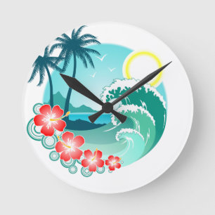 Hawaiian Island 2 Round Clock