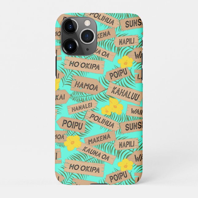 Hawaiian Island Beaches on Blue iPhone Case (Back)
