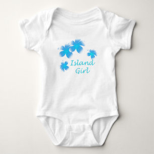 Hawaiian Island Girl Tropical Floral Aqua Infants Baby Bodysuit