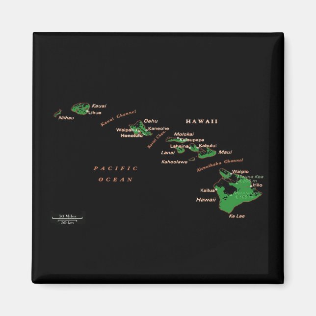 Hawaiian Island map Magnet (Front)