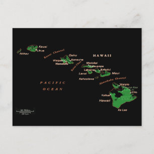 Hawaiian Island map Postcard