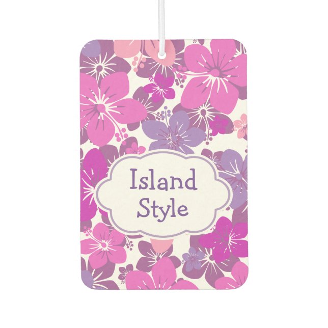 Hawaiian Island Style Hibiscus Floral Pattern Air Freshener (Front)