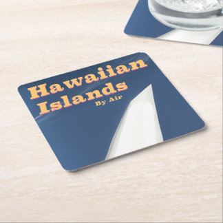Hawaiian Islands commercial travel poster Square Paper Coaster