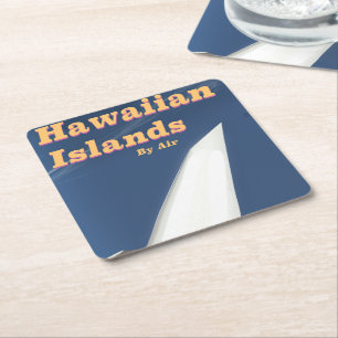 Hawaiian Islands commercial travel poster Square Paper Coaster
