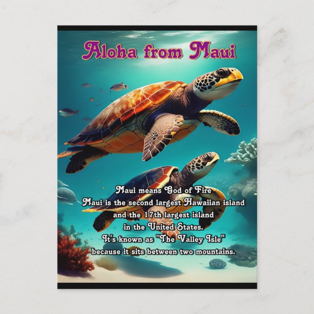 Hawaiian islands Maui Aloha  Postcard (Front)