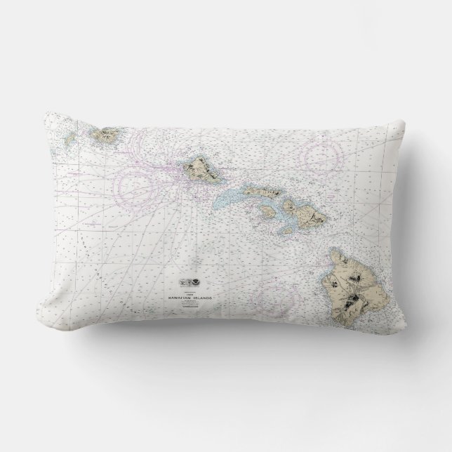 Hawaiian Islands Nautical Chart 19004 Lumbar Pillow (Front)
