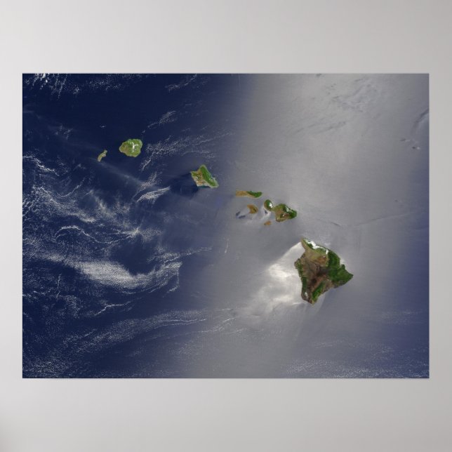 Hawaiian Islands Satellite View Poster (Front)