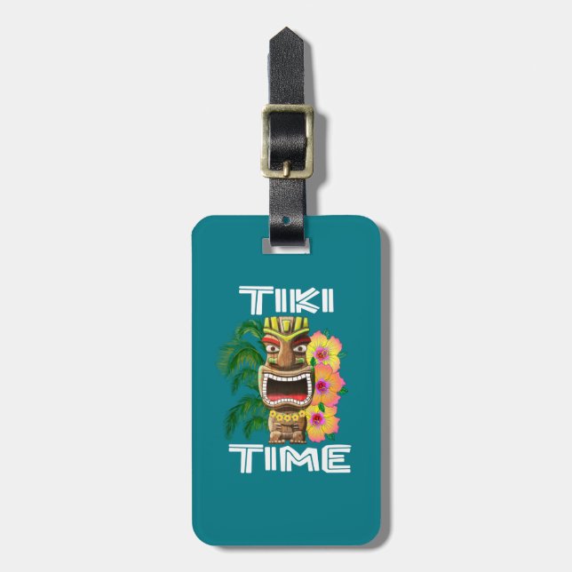 Hawaiian Islands Tiki Statue Luggage Tag (Front Vertical)