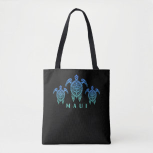 Hawaiian Islands Vintage Sea Turtle Souvenir Maui Tote Bag