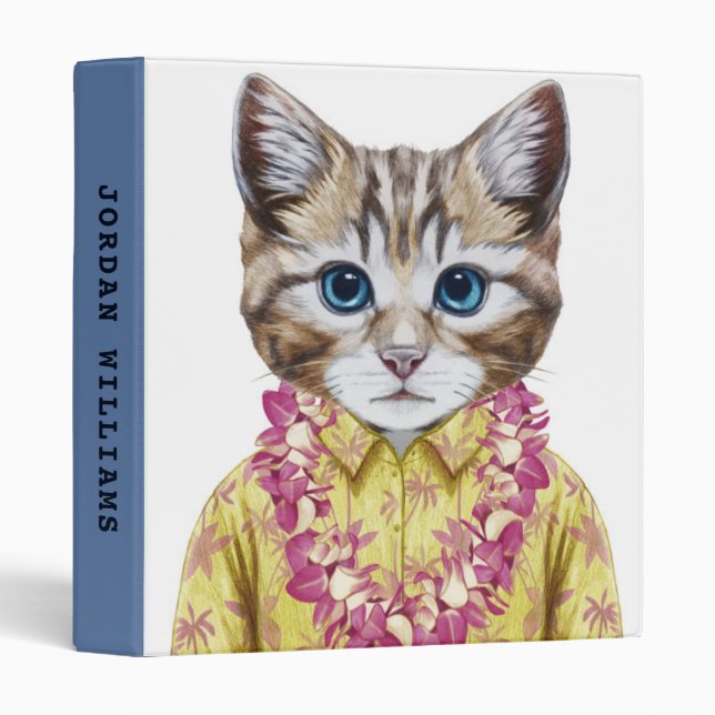 Hawaiian Kitty Cat | Add Your Name Binder (Front/Spine)