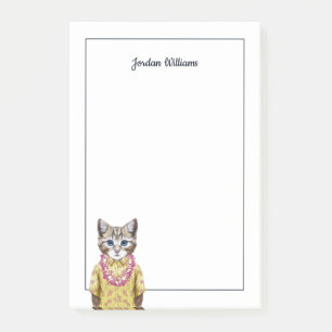 Hawaiian Kitty Cat   Add Your Name Post-it Notes