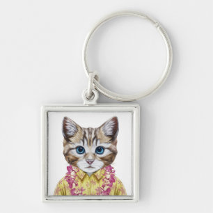 Hawaiian Kitty Cat Keychain