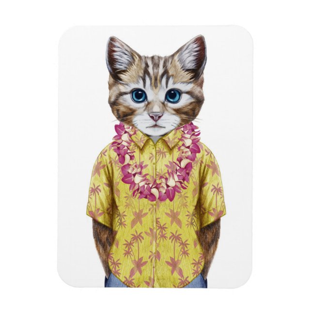 Hawaiian Kitty Cat Magnet (Vertical)