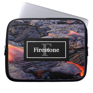 Hawaiian Lava Flow with Your Name and Monogram Laptop Sleeve
