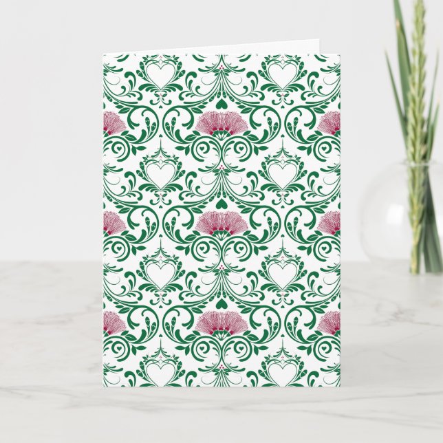 Hawaiian Lehua Flower Pattern Greeting Card (Front)