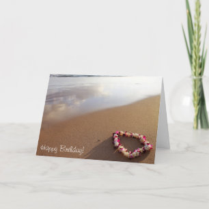 Hawaiian Lei & Beach Birthday Card