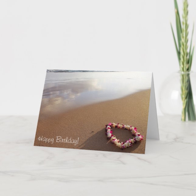 Hawaiian Lei & Beach Birthday Card (Front)