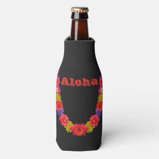 Hawaiian Lei custom drink coolers (Bottle Front)