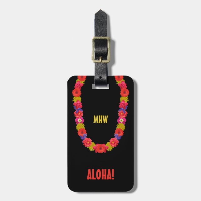 Hawaiian Lei custom luggage tag (Front Vertical)