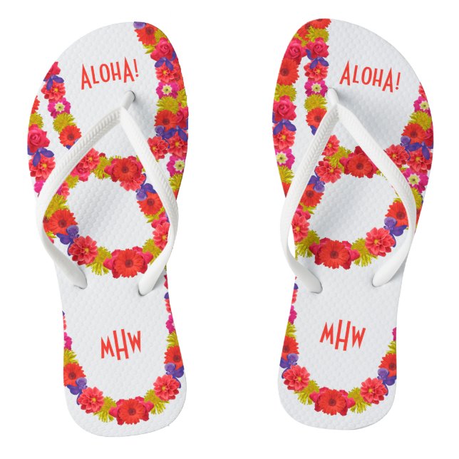 Hawaiian Lei custom monogram sandals (Footbed)