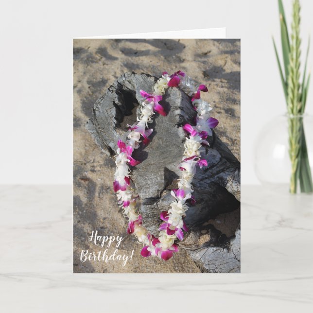 Hawaiian Lei sur la carte d'anniversaire de la pla (Devant)
