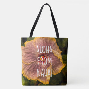Hawaiian Lilac Hibiscus Reversible Beach Bag