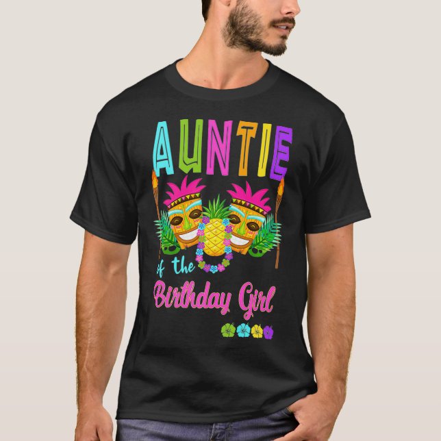 Hawaiian Luau Birthday Party Matching Tiki T-Shirt (Front)