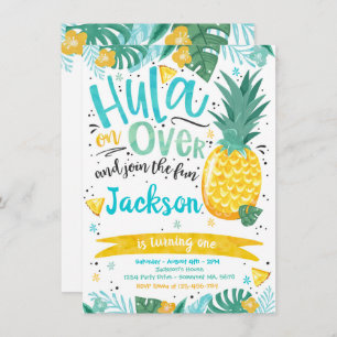 Hawaiian Luau Birthday Party Pineapple Luau Pool Invitation